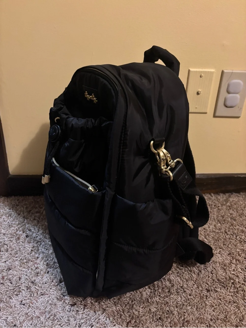 Itzy Ritzy Black Puffer Baby Bag Backpack